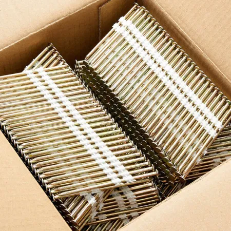 Реечные гвозди 21 градус 64х2,8 мм по дереву на пластиковой кассете, кольцевая накатка, оцинкованные