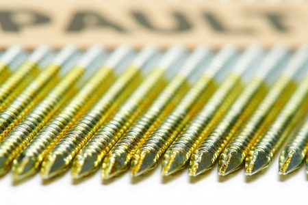 Реечные гвозди 3.1x 90 мм по дереву на бумажной кассете тип D34, кольцевая накатка, гальванизация